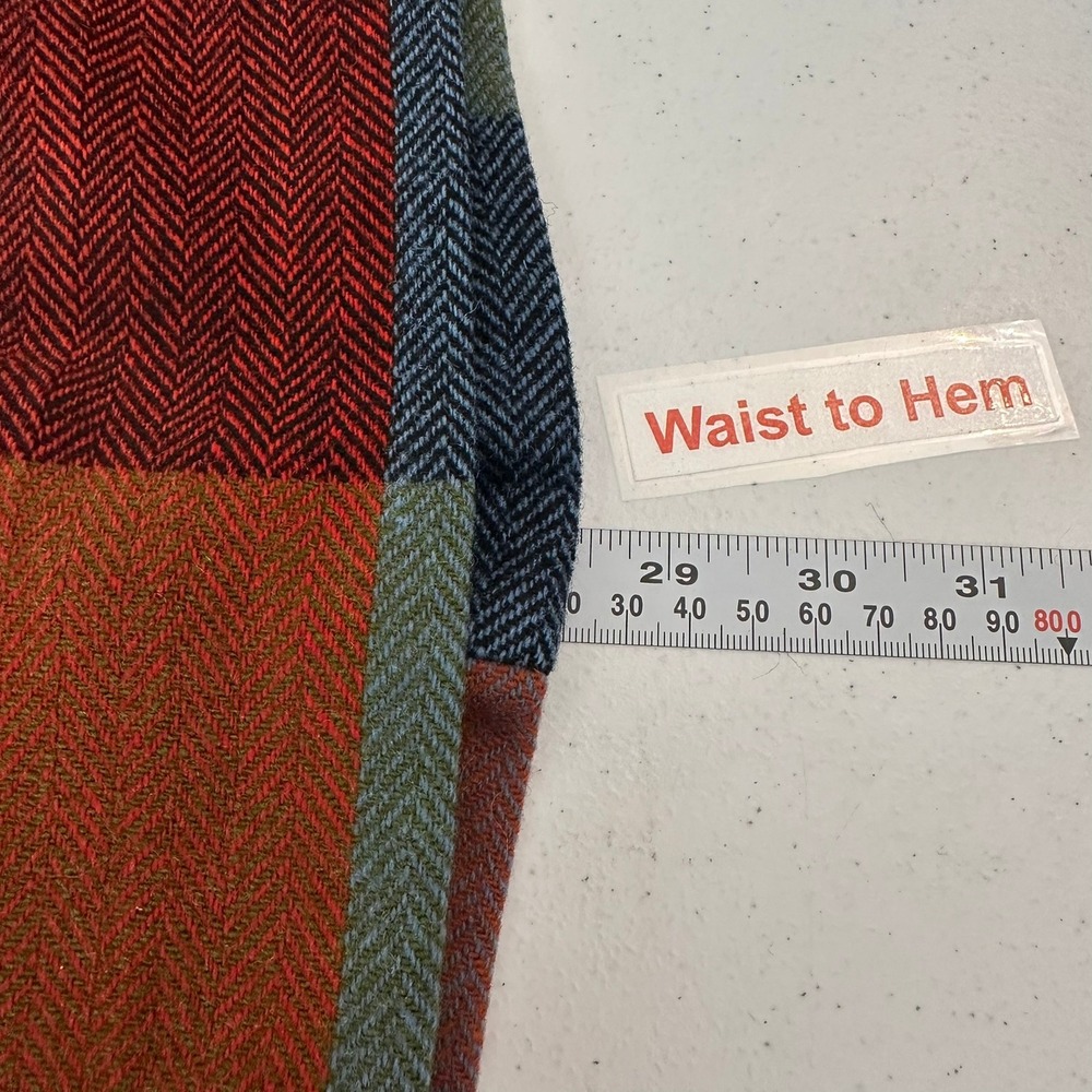 Womens Cottagecore Wool Patchwork Plaid Midi Skir… - image 5